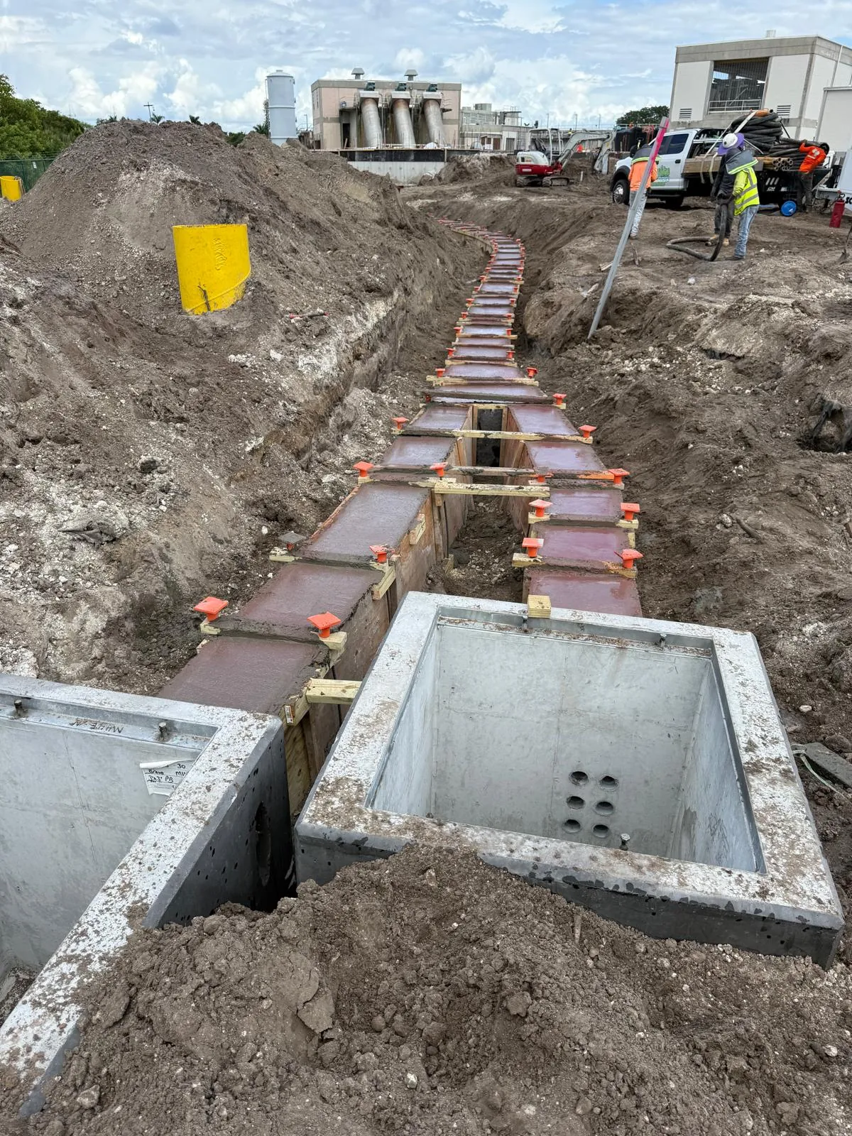 Concrete structures and a formed installation route at the Fort Myers Deep Injection Well job site