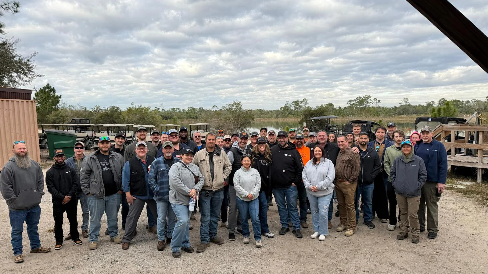 Group gathered outdoors at the 3rd Annual Bravo Shotgun Blast